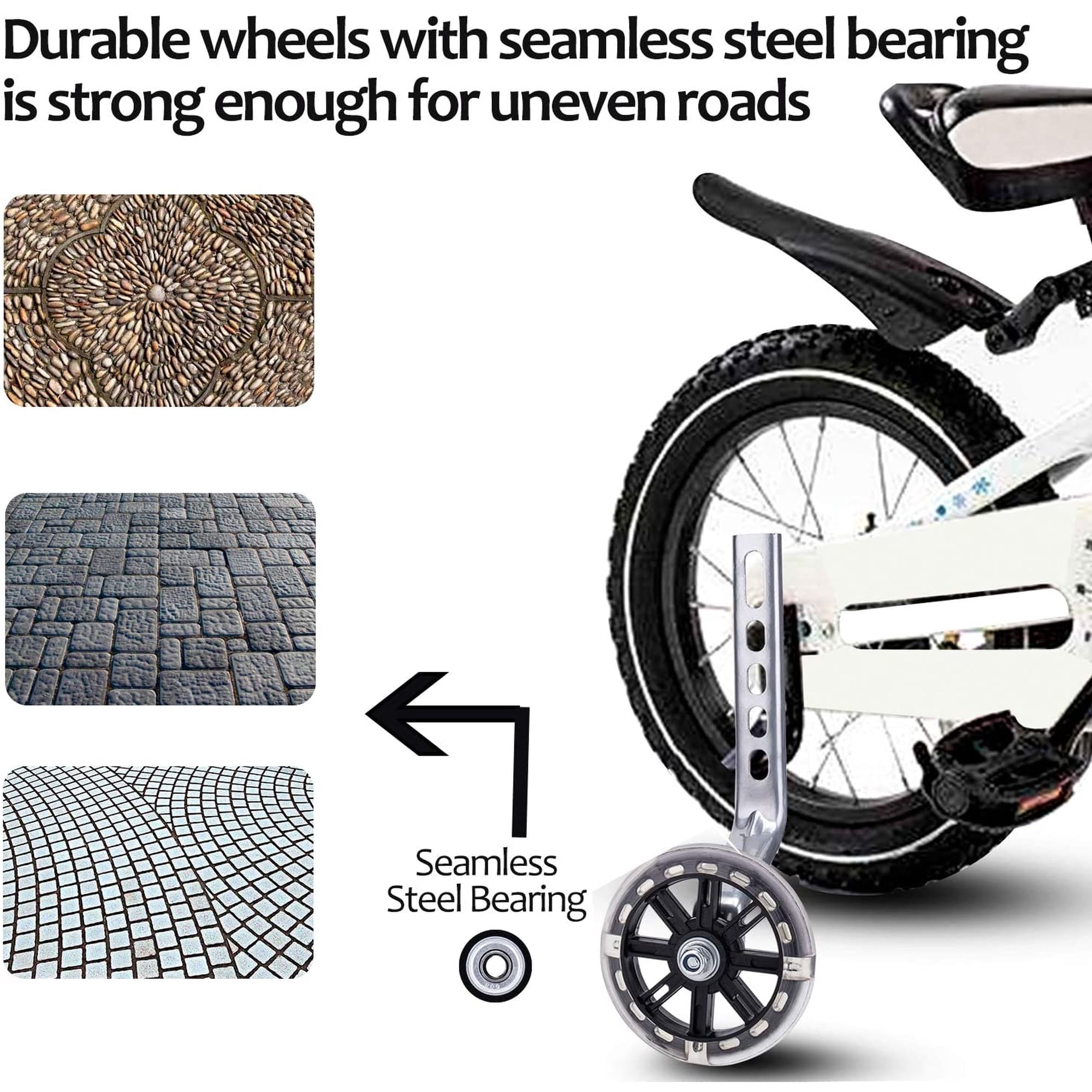 Roues Stabilisatrices Universelles Pour Vélo Enfant - Réglables, 12-20 Pouces, Couleur Rose
