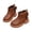 Brown, variant on Toddler Girls Leather Ankle Boots Back Bow Pom Side Zip Fall Boots(White)
