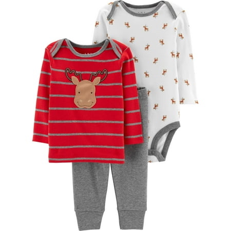 Child of Mine by Carter's Long Sleeve Bodysuit, Long Sleeve T-Shirt & Pants, 3-Piece Outfit Set (Baby Boys)