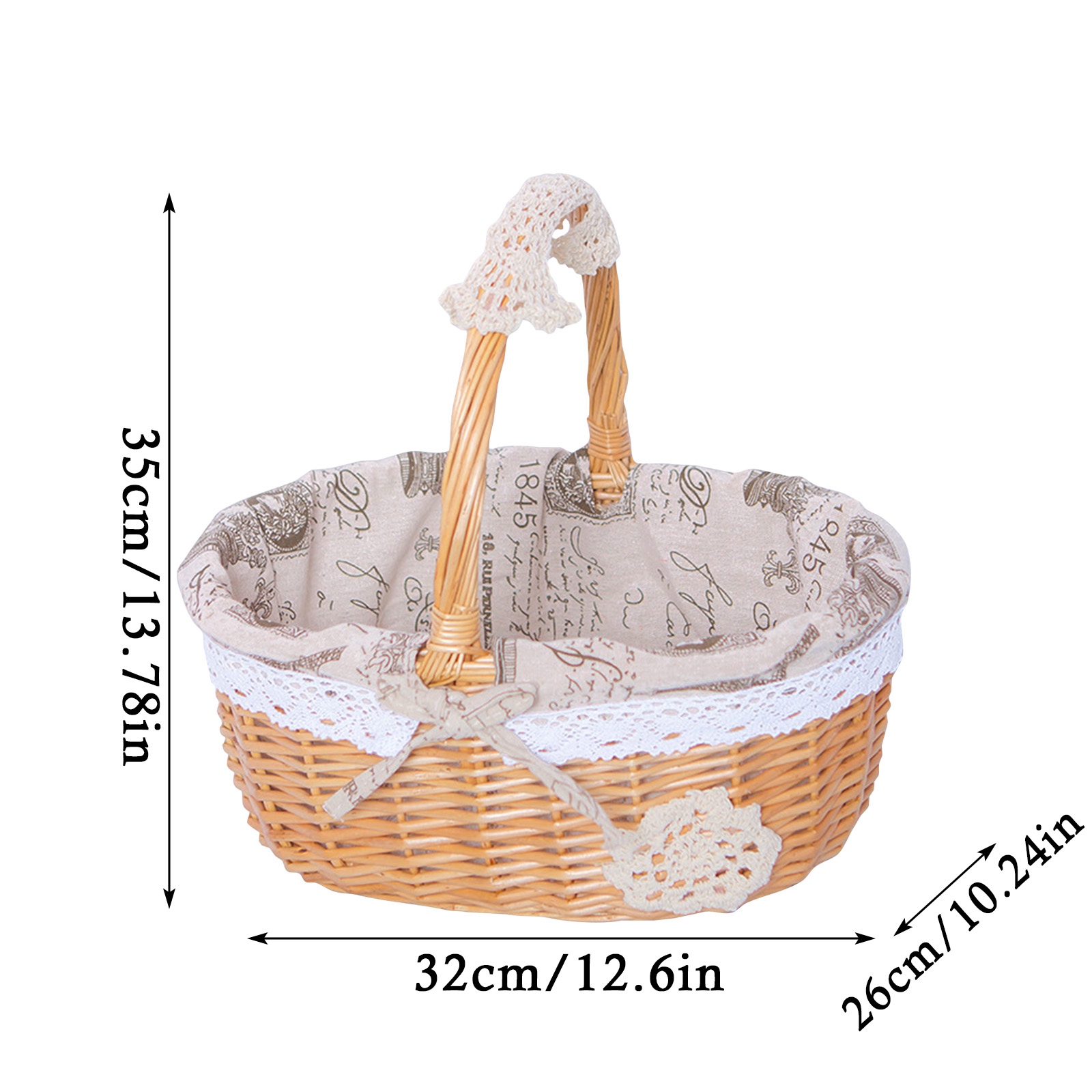 Zeyigg Wicker Picnic Basket with Handles,14x10 Inches Willow Picnic Hamper,Natural Hand Woven Easter Basket,Easter Eggs and Candy Basket,Bath Storage,Gift Packing Basket&nbsp;,C