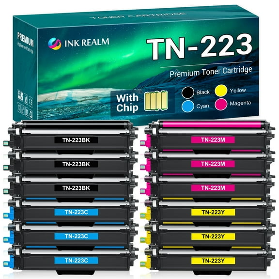 TN223 TN227 Toner Cartridge Compatible for Brother TN-223 TN-227 Work with MFC-L3750CDW HL-L3210CW HL-L3290CD HL-L3230CDW MFC-L3710CW Printer (3x Black,3x Cyan,3x Magenta,3x Yellow, 12-Pack)