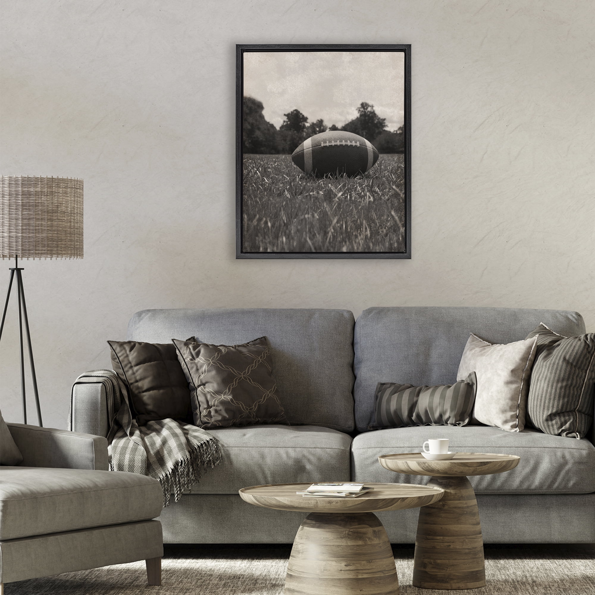 Stupell Industries Vintage Sports Football Black Framed Floater Canvas Wall Art, design by Marcus Prime