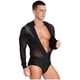 thumbnail image 4 of Leotardo de baile latino Tango para hombre, cuello en V profundo, malla transparente, borlas con lentejuelas, traje con diamantes de imitación, traje de competición para baile Salsa, 4 of 5