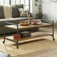 thumbnail image 2 of Sauder Iron City Mobile Coffee Table in Checked Oak and Black, 2 of 9