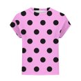 thumbnail image 4 of UYISJ Womens Crew Neck Short Sleeve Shirts Polka Dots Casual Loose Fit Tee Top Blouse, 4 of 5