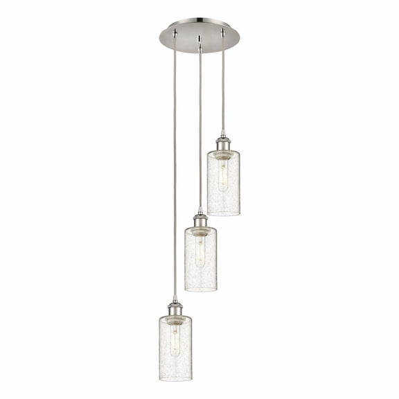 113B-3P-PN-G434-7SDY Innovations Lighting Crown Point - 3 Light Cord Hung Pendant-11.25 Inch Tall and 12.63 Inch Wide-Polished Nickel Finish-Seedy