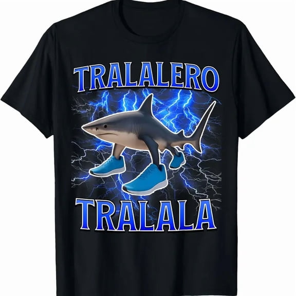 100% Cotton Tralalero Tralala Funny Shark Italian Brainrot Meme T-Shirt