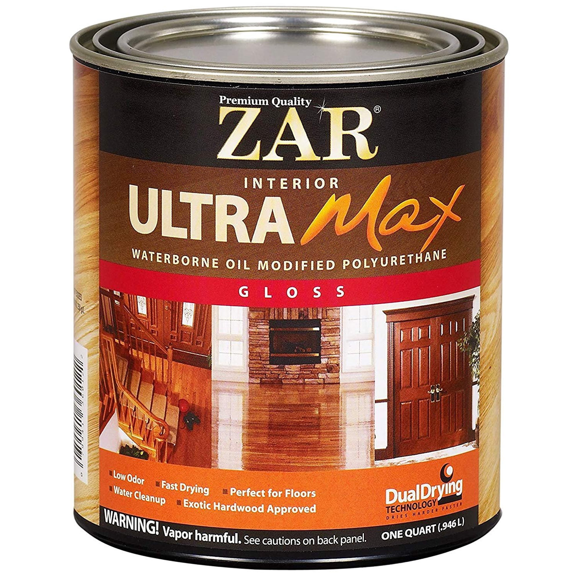 ZAR Polyurethane Wood Finish - Low Odor, Clear - Quart — Exterior Wood Surfaces, UV-Resistant Formula