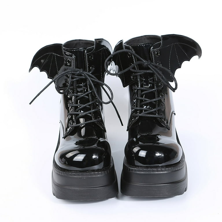 Black bat wing combat boots discount
