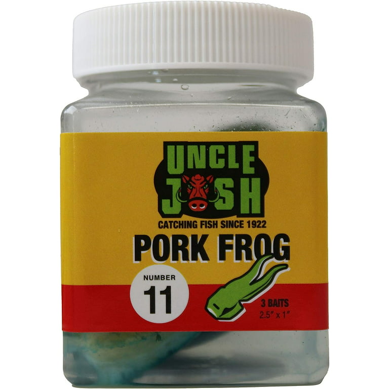 Uncle Josh Bait Company Jig Head Fishing Lure Pork Trailers- Frog Pattern,  Green 3PK