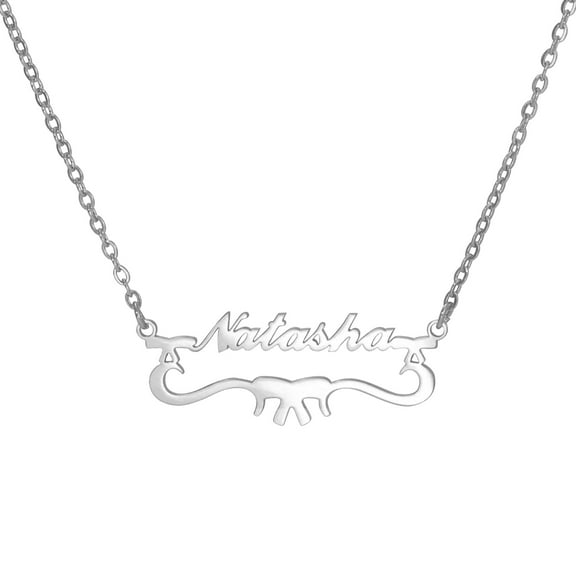 Vakki Name Customized Necklaces Stainless Steel Bow-knot Personalized Women Pendant Necklace