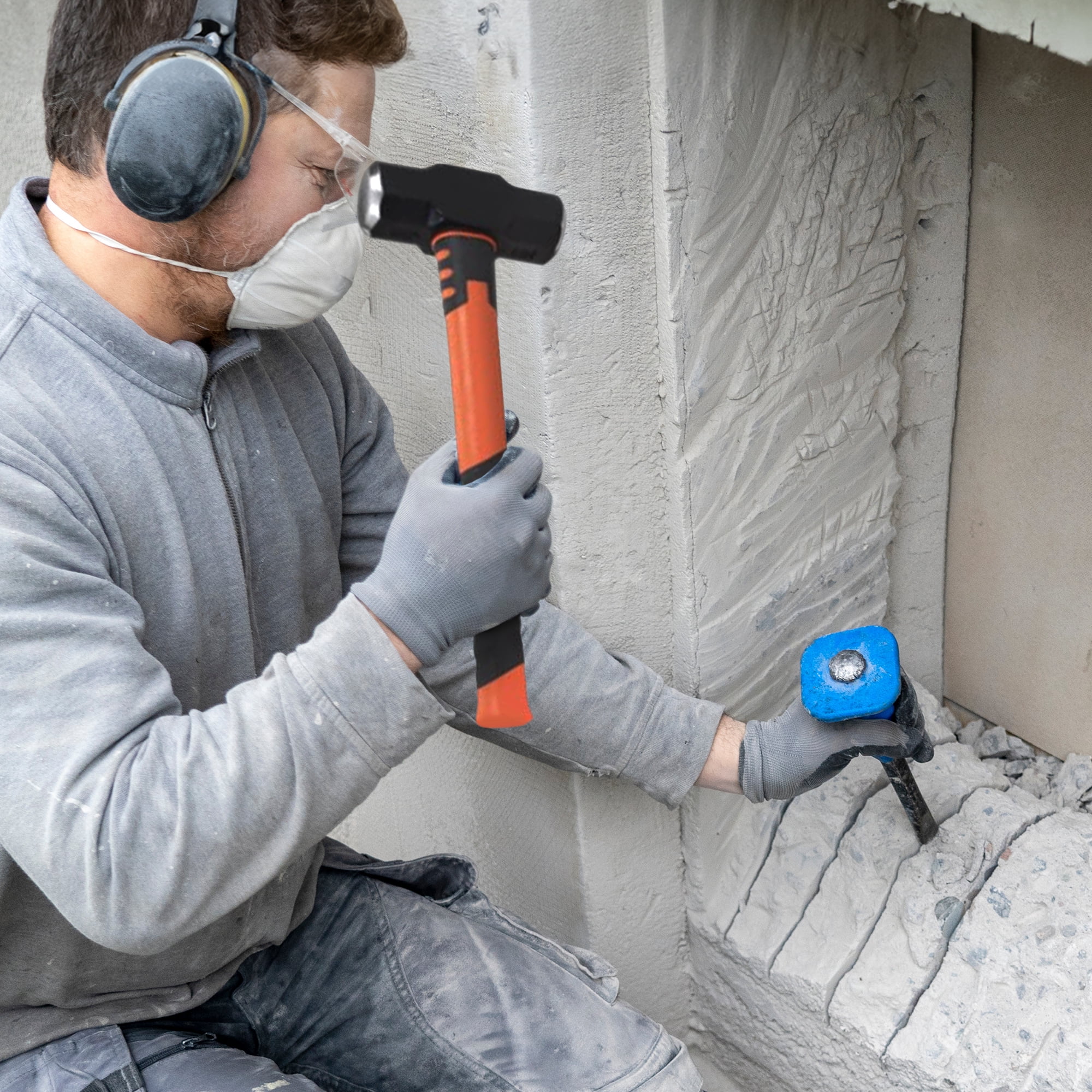 GROZ 4 Pound Head Hard Face Sledge Hammer with 16 Inch Fiberglass Handle