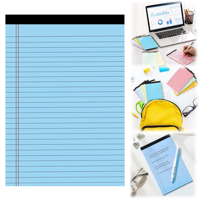 WHEANG Colored Legal Writing Wide Ruled 50 Sheets Per Notepad Perforated Writing Notepad For School College Business