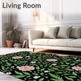 thumbnail image 2 of ODIKA 3'x5' Machine Washable Non-Slip Area Rug, Vintage Botanical Cushion with Fern Leaves and Blooming Flowers High Traffic Rug with Pad, Black, 642689, 2 of 8