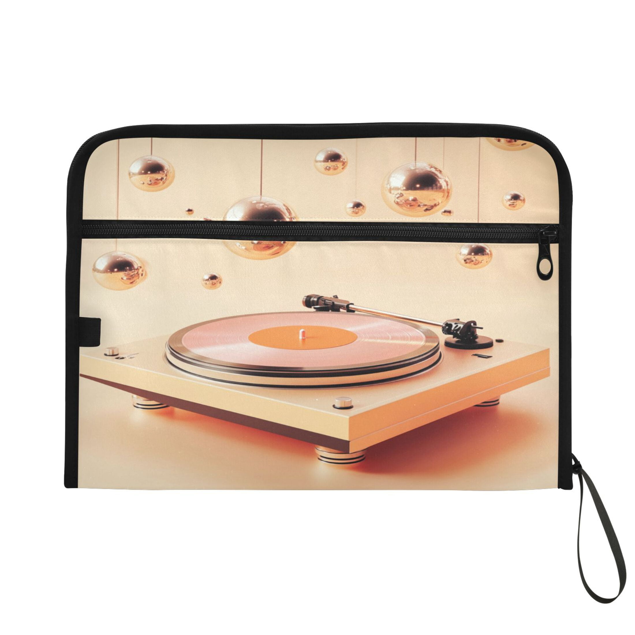 Accordion File Organizer with Zip Closure 13 Pockets Expanding File Folder Letter A4 Paper Document Organizer for Home Office Orange Vinyl Record