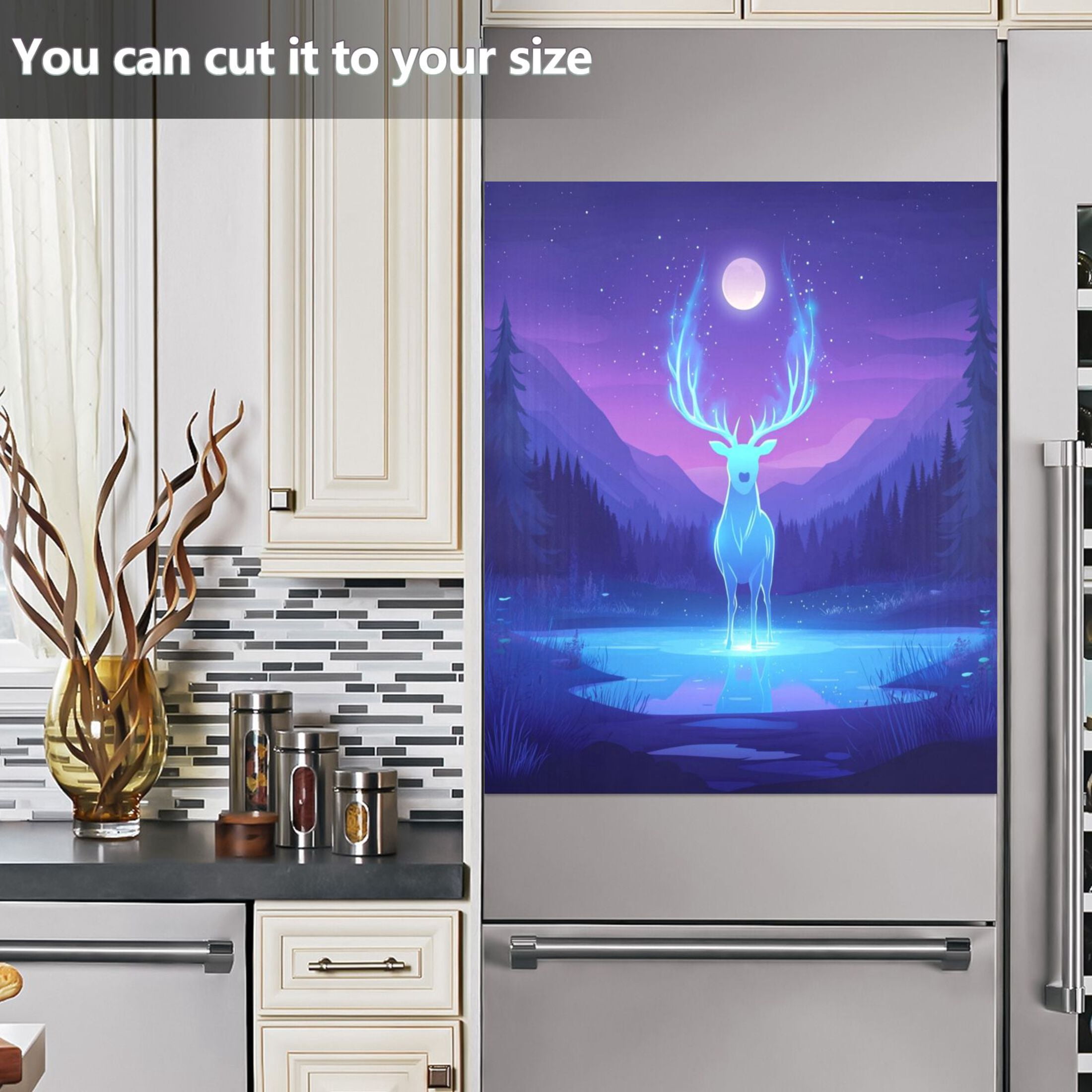 Dishwasher Magnetic Sticker 23x26 Inch Refrigerator Magnetic Sticker Washing Machine Magnetic Sticker Kitchen Panel Magnetic Sticker Home Decor Cartoon Purple Elk
