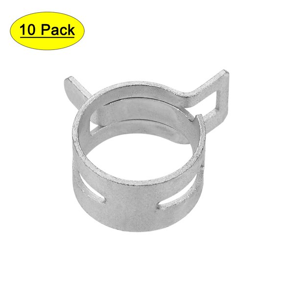 Unique Bargains Steel Band Clamp 19mm for Fuel Line Silicone Hose Tube Spring Clips Clamp Silver Manganese Steel, 10Pcs