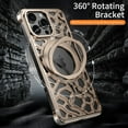 thumbnail image 4 of ELEHOLD For iPhone 16 Case,Luxury Ring  Kickstand 360°Rotatable Magnetic Shockproof Heat Dissipation Aluminum Metal Slim Phone case for iPhone 16,Desertgold, 4 of 7