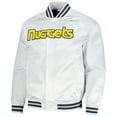 thumbnail image 2 of Men's Mitchell & Ness White Denver Nuggets Hardwood Classics  Throwback Wordmark Raglan Full-Snap Jacket, 2 of 3