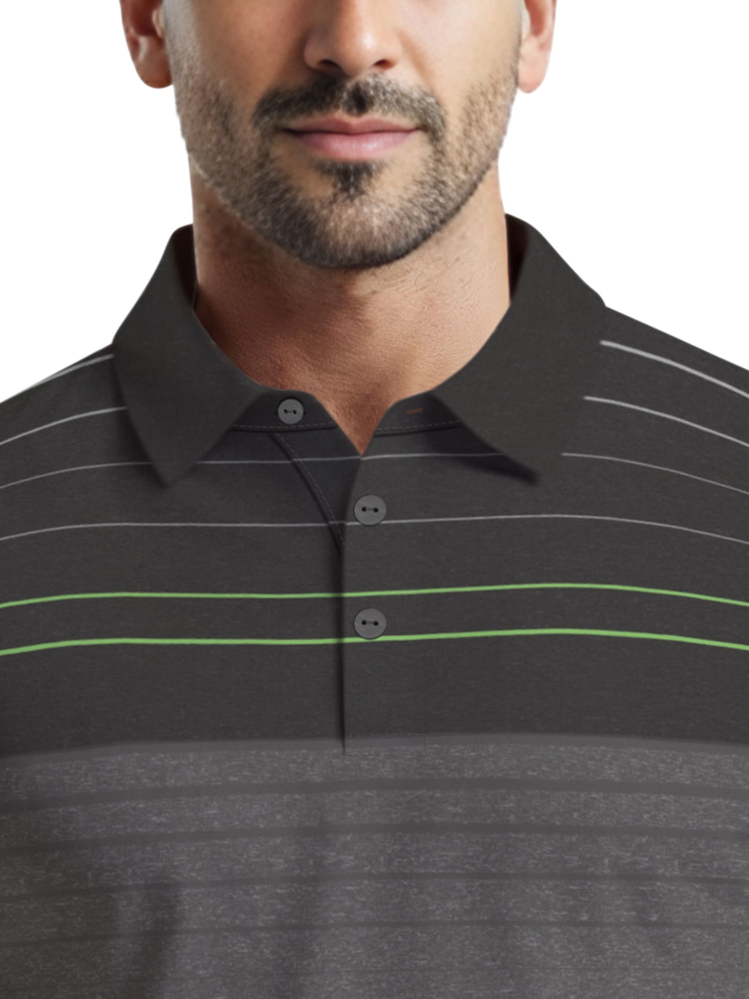 Ben Hogan Men's & Big Men's Performance Heather Chest Striped Print Short Sleeve Golf Polo Shirt, Sizes S-5XL