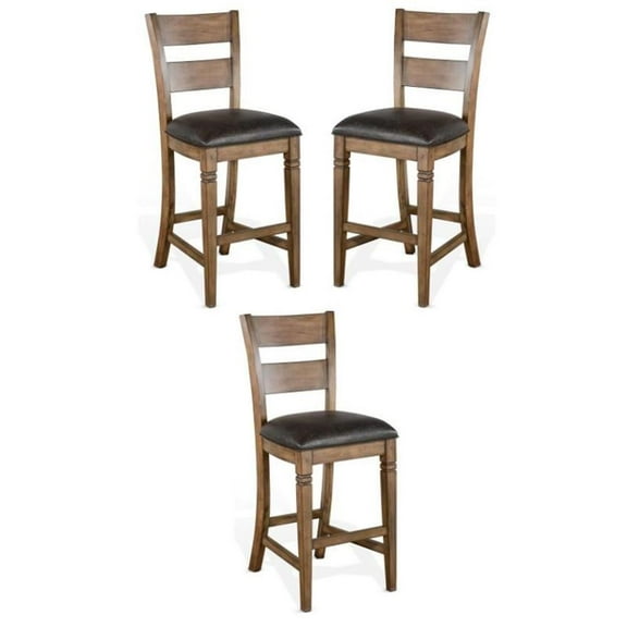 Home Square Doe Valley 30" Transitional Wood Barstool in Taupe Brown - Set of 3