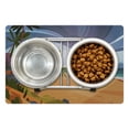 thumbnail image 1 of Tornado Pet Mat for Food and Water, Hurricane in Ocean Beach Cartoon Tropical Island with Exotic Palm Trees Landscape, Non-Slip Rubber Mat for Dogs and Cats, 18" X 12", by Ambesonne, 1 of 2
