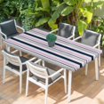 thumbnail image 2 of Pink Grey Striped Table Cloths for 4 Foot Rectangle Tables, Farmhouse Stripes Modern Abstract Art Patio Waterproof Elastic Fitted Tablecloths, Washable Rectangular Table Cover for Camping, 2 of 8