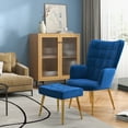 thumbnail image 2 of HOMCOM Modern Accent Chair with Ottoman Upholstered Armchair Dark Blue, 2 of 10
