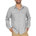thumbnail image 2 of POENTAB Mens Safari Work Shirts Long Sleeve Hiking Fishing Tops UPF 50+ Quick Dry Camping Travel Button Down Shirt with Pockets, 2 of 10