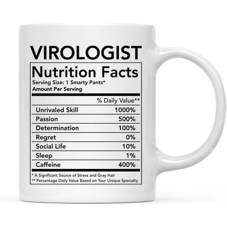 

CTDream Funny 11oz. Ceramic Coffee Tea Mug Thank You Gift Virologist Nutritional Facts 1-Pack Novelty Gag Birthday Christmas Gift Ideas Coworker