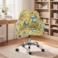 thumbnail image 2 of Whosucclay Vintage Sunflower Butterfly Print Curved Back Chair Cover, Soft Stretch Curved Back Chair Slipcover, Nonslip Removable Washable Bar Stools Covers for Office Living Room Vanity Bedroom, 2 of 7