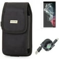 thumbnail image 1 of Matte Screen Protector & USB Cable & Case Belt Clip for Samsung Galaxy S22 Ultra (6.8") - Combo TPU Film Anti-Glare Anti-Fingerprint & Retractable Type-C Charger & Swivel Holster Rugged, 1 of 1