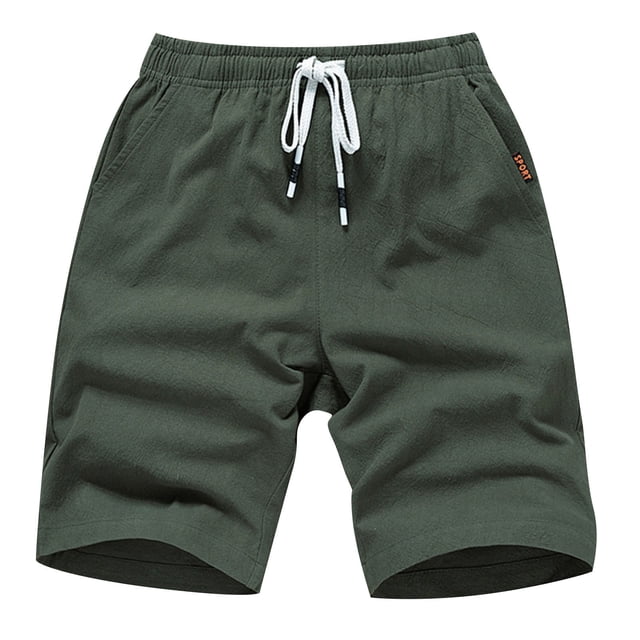 Pantalones cortos cargo de algodón y lino para hombre: pierna recta, corte holgado, playa/deporte, tallas M-XXXXL, cintura de 66-96 cm