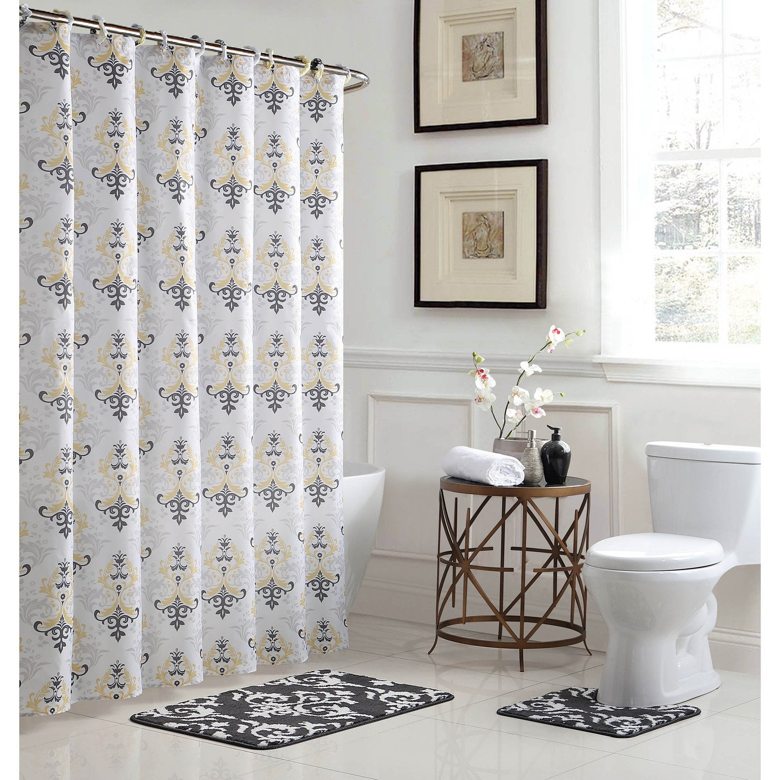 NEW EHF 98715 15pc shower curtain set with Bath Mat  *FREE SHIPPING* 