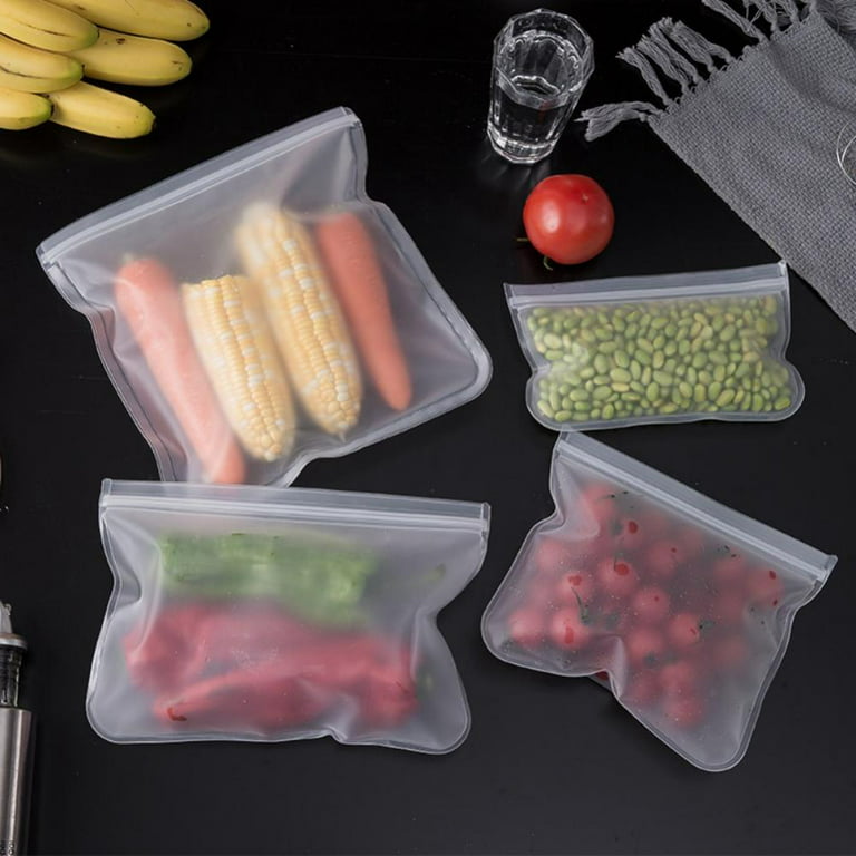 Reusable Storage Bags 5 Pack, BPA Free Reusable Freezer Bags, Small Silicone Food Bags, Reusable Sandwich Bags, Reusable Gallon Bags for Food
