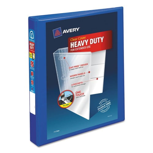 New Avery Heavy-Duty View Binder with DuraHinge and One Touch EZD Rings, 3 Rings, 1' Capacity, 11 x 8.5, Pacific Blue,Each