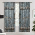 thumbnail image 2 of Rustic Barn Door Printed Window Treatment Curtains Vintage Farmhouse Wooden Plank Cabin Western Country Noise Reducing and Heat Blocking Drapes for Kids Bedroom 42x63 Inch, 2 of 6