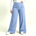 thumbnail image 4 of TEAJOPSUU Plus Size Yoga Pants for Women Wide Leg Stretchy High Waist Elastic Waisted Palazzo Pants Casual Daily Trousers XL-5XL Sky Blue, 4 of 6