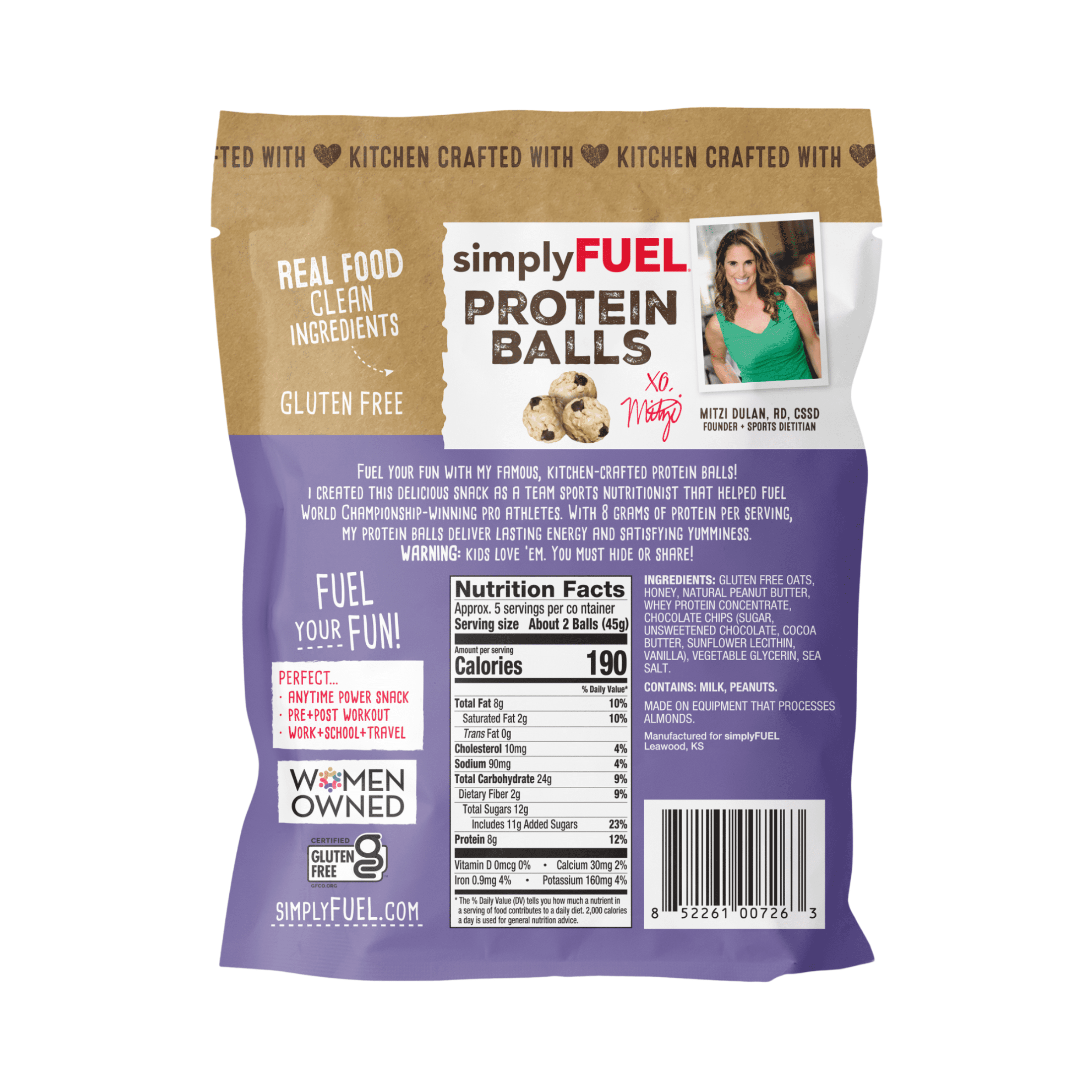 (6 pack) simplyFUEL Protein Balls, Chocolate Chip Cookie Dough, 8 oz