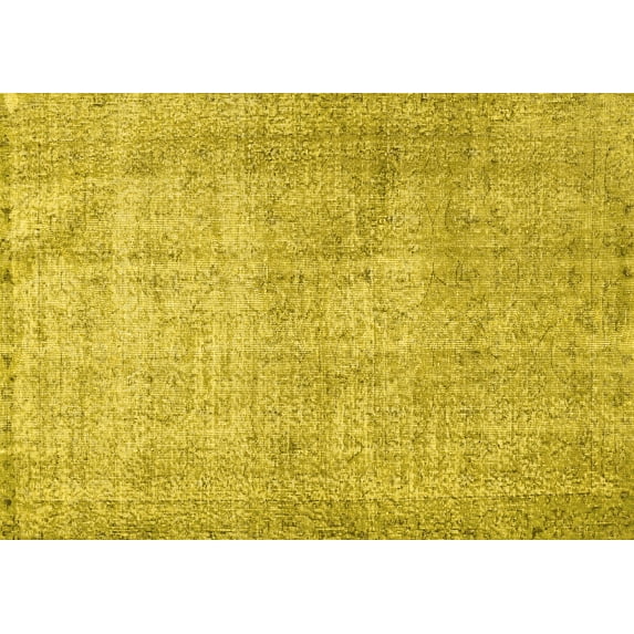 Ahgly Company Machine Washable Indoor Rectangle Persian Yellow Traditional Area Rugs, 5' x 7'