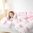 thumbnail image 3 of Manfei Pink Ribbon Bowknot Full Size Comforter Sets For Girls,Cartoon 3D Letter M Personalized Bedding Sets For Kids,Pink Reversible,3 Pieces, 3 of 7