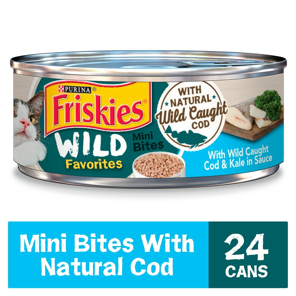 (24 Pack) Friskies Wet Cat Food Wild Favorites With Wild Caught Cod