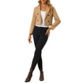 thumbnail image 2 of INSPIRE CHIC Cropped Blazer Jacket for Women's Notched Lapel Collar Casual Office Blazers XS Khaki, 2 of 5