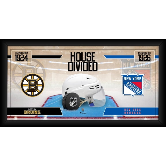 Boston Bruins vs. New York Rangers Framed 10" x 20" House Divided Hockey Collage - Fanatics Authentic Certified