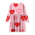 thumbnail image 5 of Girls Pink Valentine's Day Heart Print Dress Long Sleeve A-Line Party Casual Dresses for Kids Age 4-5 5-6 7-8 9-10 11-12 13-14 Years,Size 4-5 T, 5 of 6