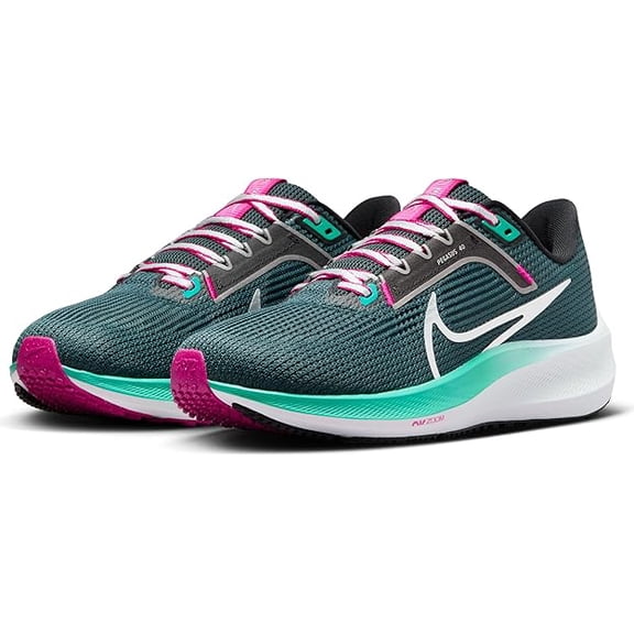 Nike Women's Air Pegasus 40 Road Running Shoes in Green/Silver/Black | Size: 7
