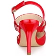thumbnail image 3 of BLISSFUL STEP Women's Pointed Toe Rhinestone Slingback Stiletto Heel Red Pumps 8 M US, 3 of 6