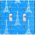 thumbnail image 1 of Metal Light Switch Plate Cover Romantic Paris Eiffel Tower Blue Letter PRS004, 1 of 13