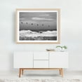 thumbnail image 2 of Wings Over the Waves 02 - Ocean City Maryland Photography Black and White Seascape Waves Bird Ocean Coast Minimalist Oak Framed Wall Art Print 12 x 16 inches, 2 of 3