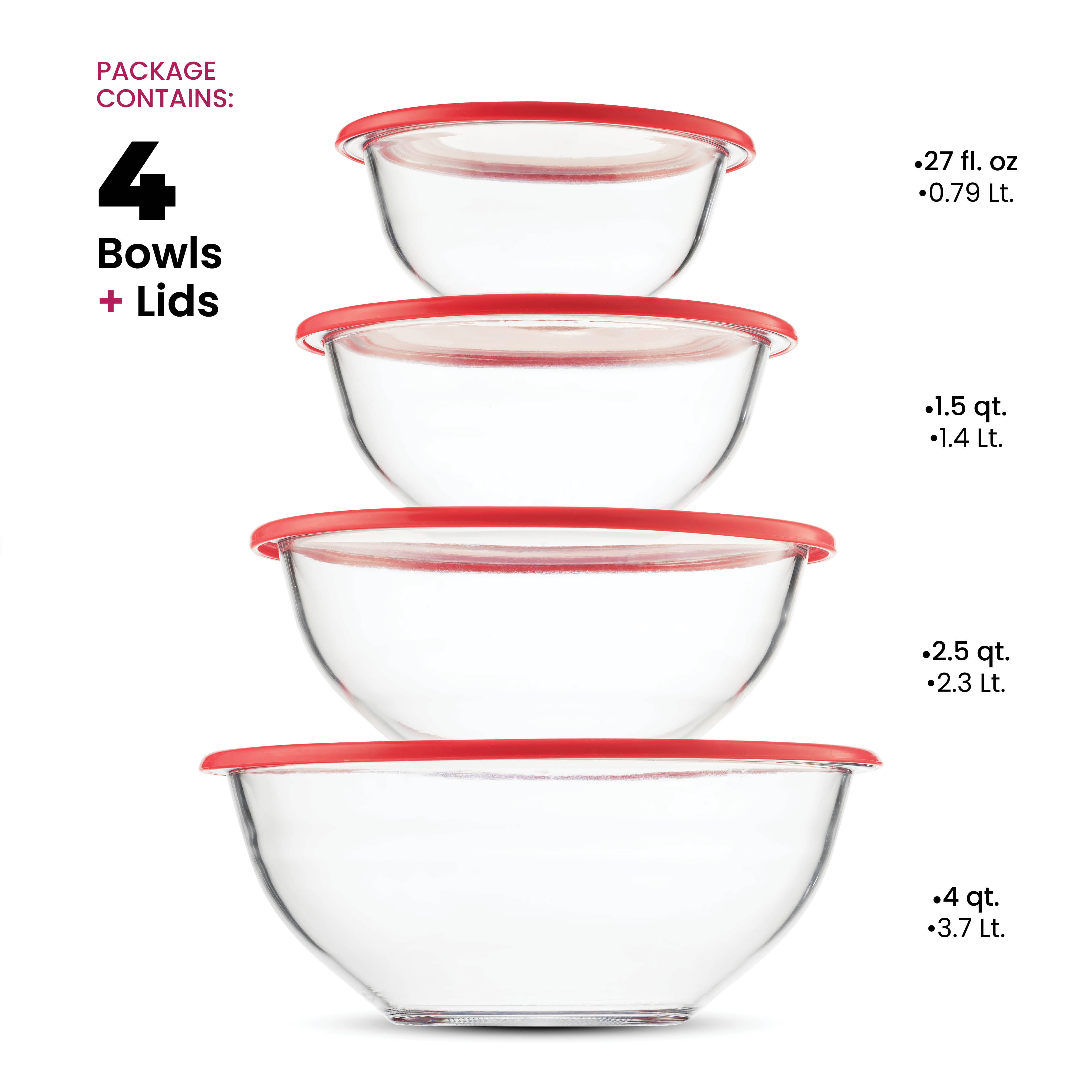 KooK Small Glass Prep Bowls with Lids Set, Clear Mini Food  Storage Containers, Perfect for Dips, Microwave & Dishwasher Safe, 7.25 oz,  Set of 8 : Home & Kitchen